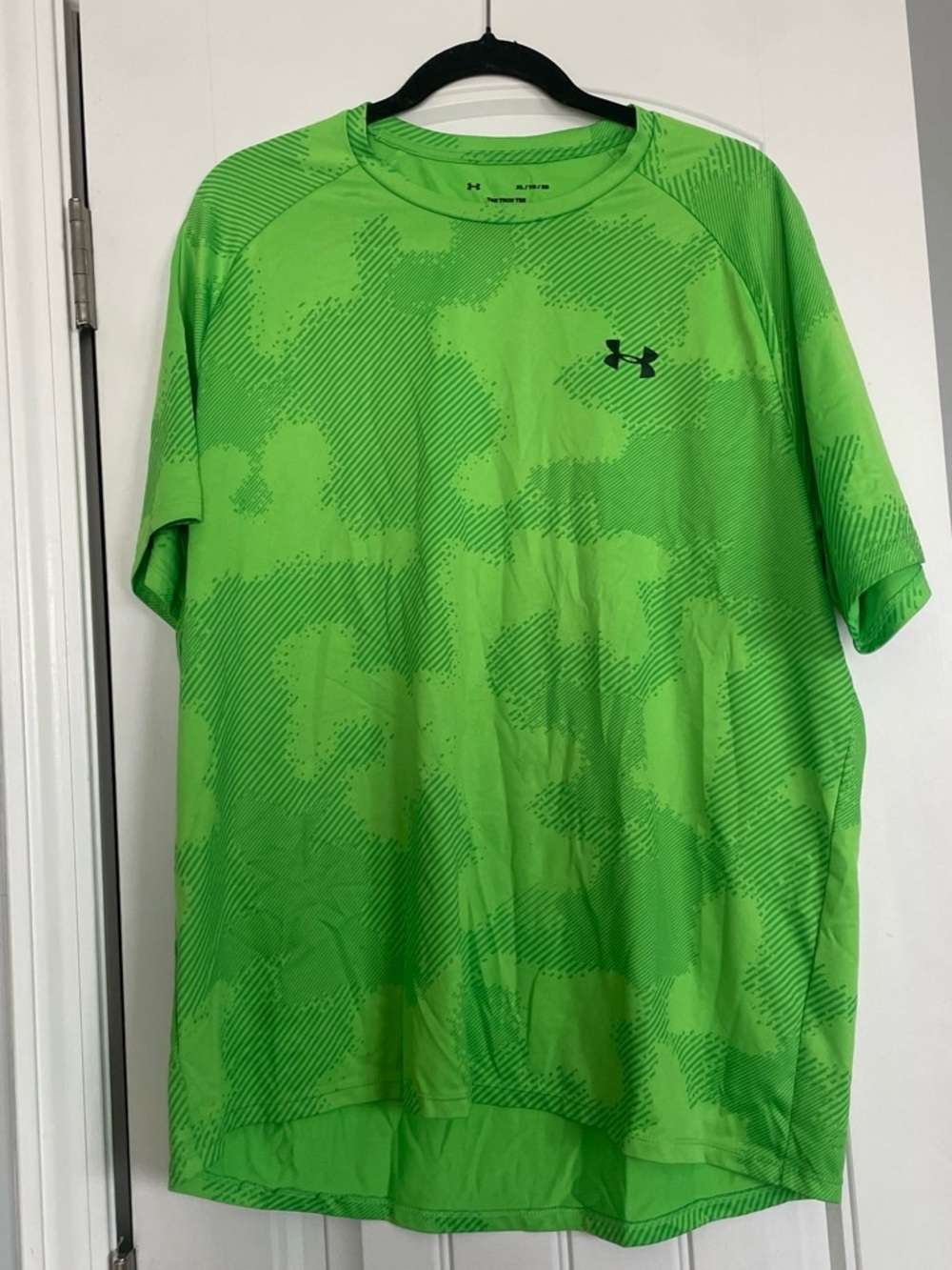 Under Armour Tech Tee Mens XL Lime Green Camo Athletic Shirt